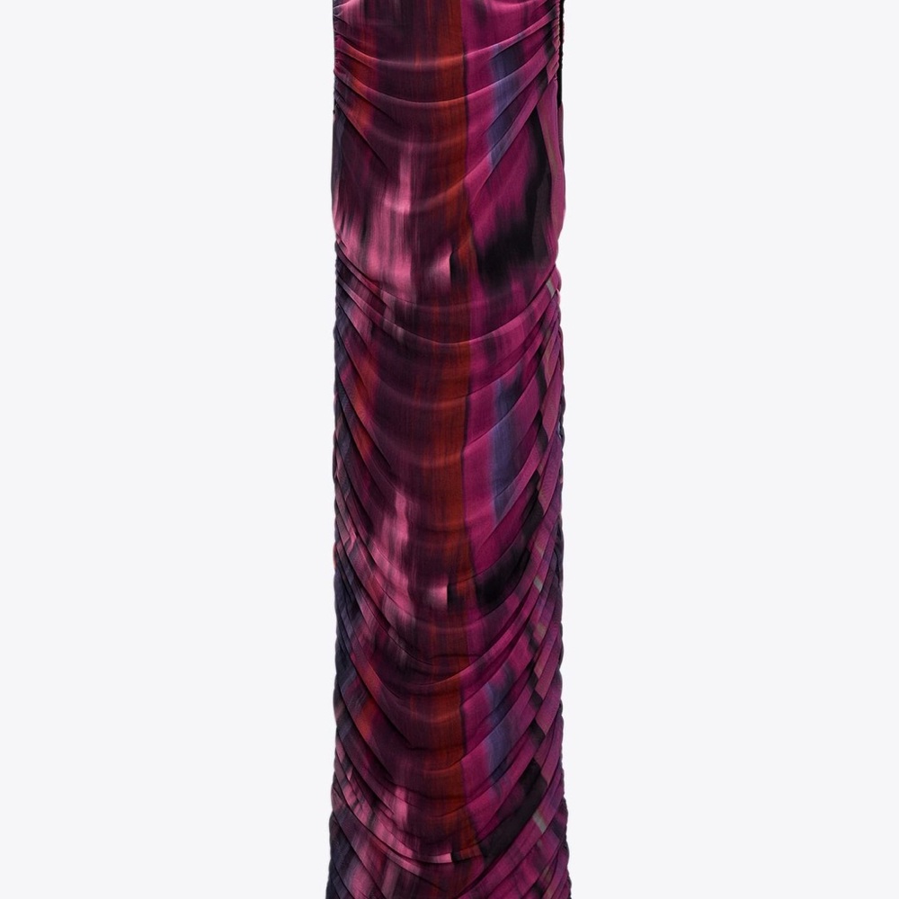 Zara Purple Pink Ruched Pencil Maxi Skirt